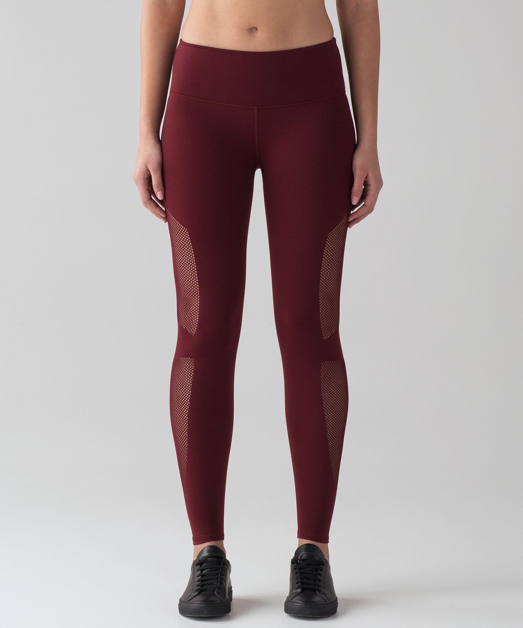 Lululemon Reveal Tight Interconnect *25.5 Ruby Red Perforated Yoga Pant 8  RARE