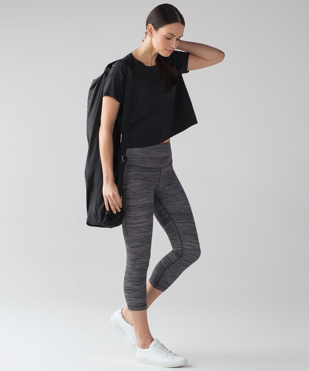 Lululemon Wunder Under Crop (Hi-Rise) (Full-On Luon 21") - Bit Point Ice Grey Black