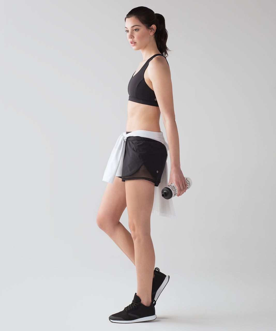 Lululemon Two With One Short (Reversible 3") - Black / Sea Spray Alpine White Dark Chrome