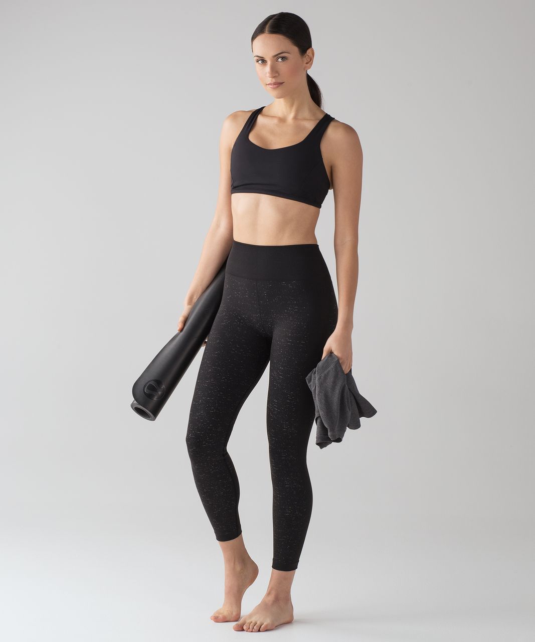 Lululemon Free To Flow Crop - Black / White - lulu fanatics