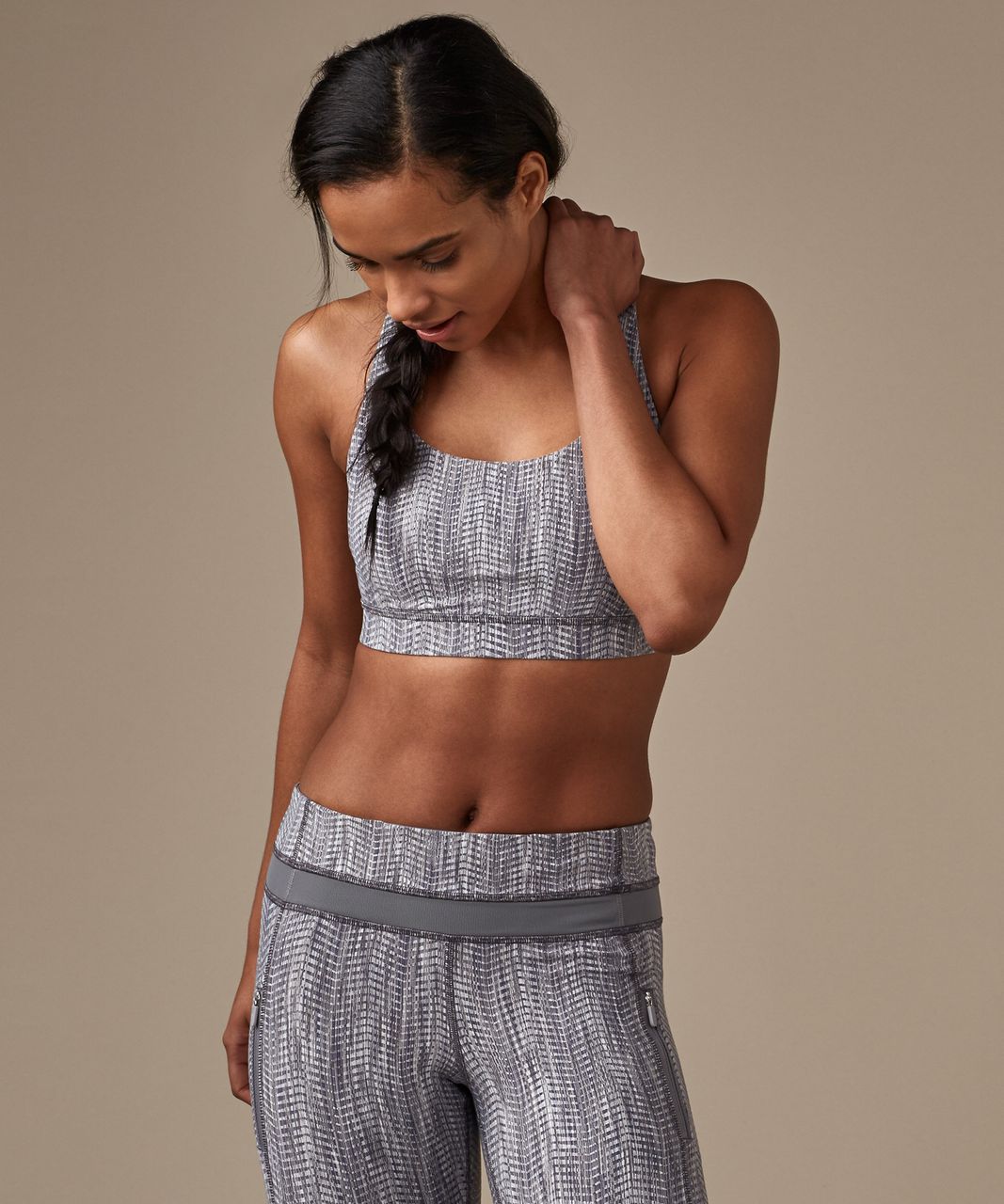 Lululemon Energy Bra - Power Luxtreme Arrow Jacquard Battleship Silver Spoon