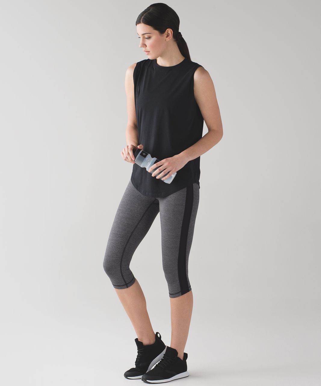 Lululemon Squad Goals Crop (17) - Heathered Black - lulu fanatics