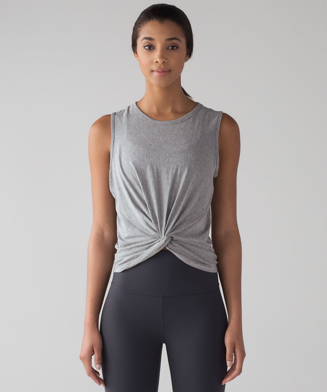 Lululemon twist & turn tank heathered medium grey/toothpaste size 4