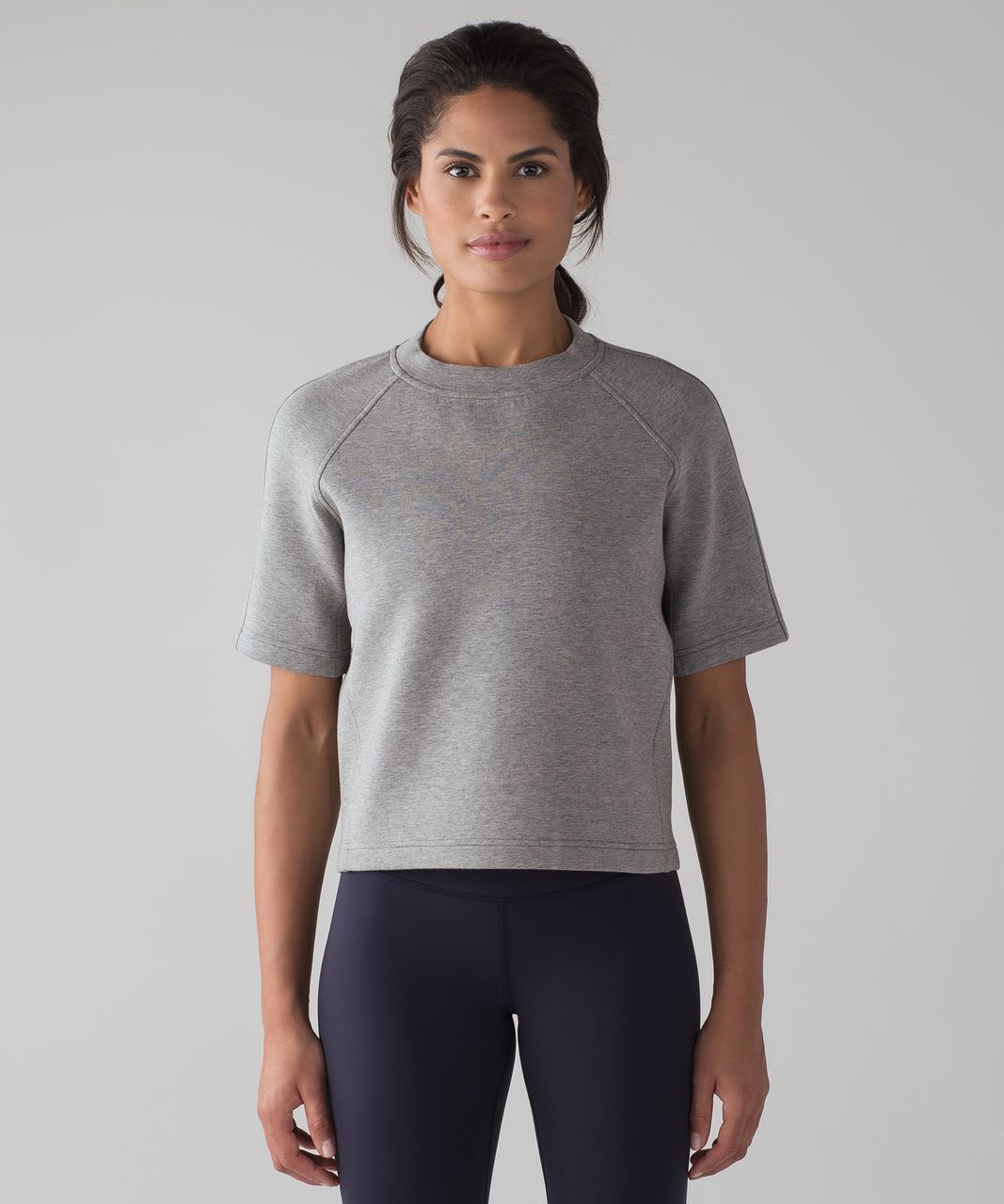 Lululemon NTS Cropped Short Sleeve - Heathered Medium Grey / Black