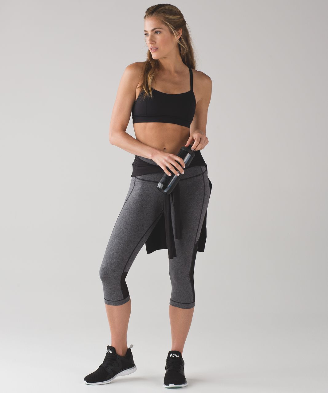 Lululemon Gear Up Crop (17) - Heathered Black / Black - lulu fanatics