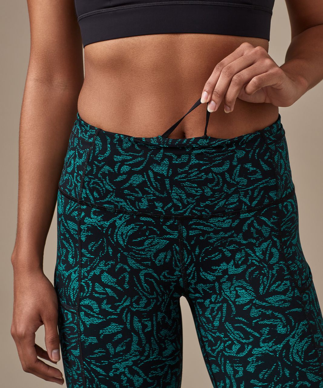 Lululemon Fast & Free Crop (19") - Thrive Viridian Green Black