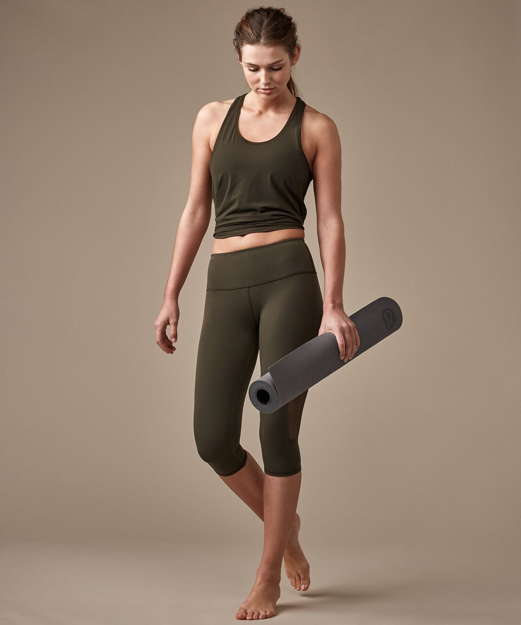 Lululemon Two With One Singlet - Dark Olive