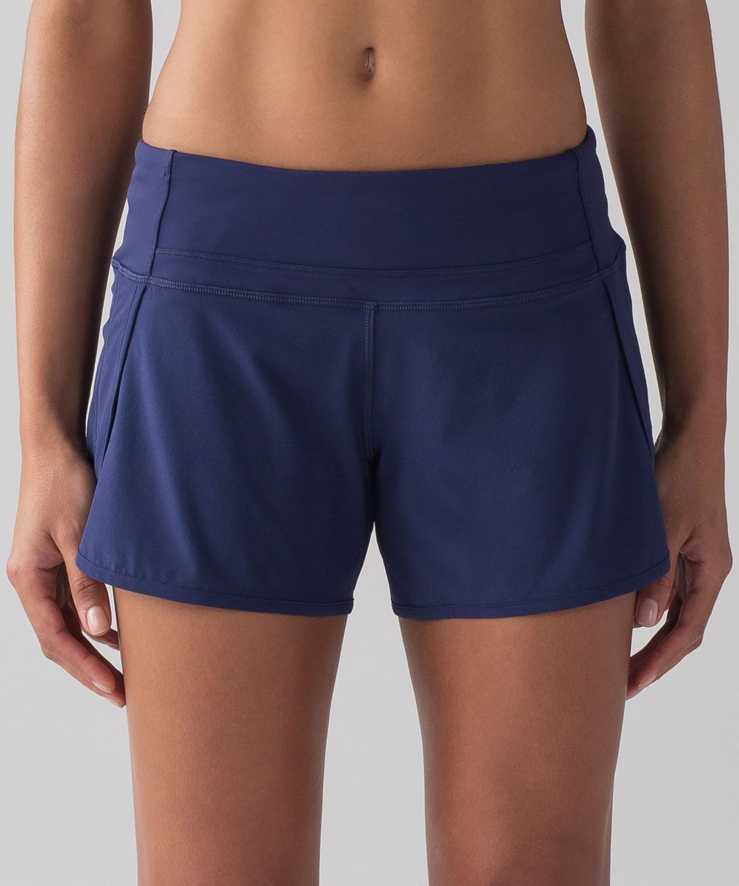 LULULEMON RUN TIMES SHORT 10 BUBBLES PIPE DREAM BLUE BLACK 4” SPEED EEUC