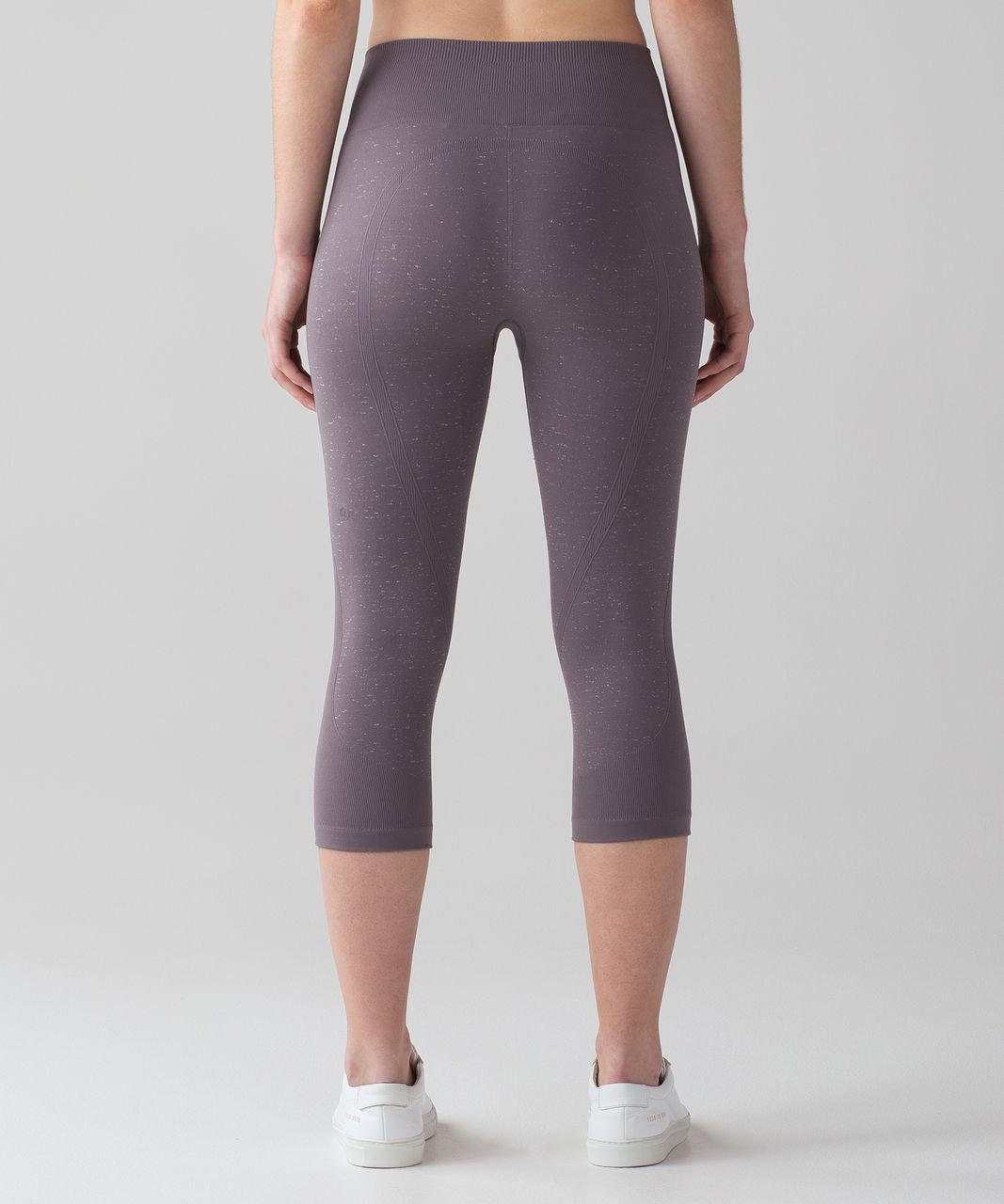 RARE Lululemon In The Flow Seamless Crop Leggings Heathered Textured Gray  Sz 4