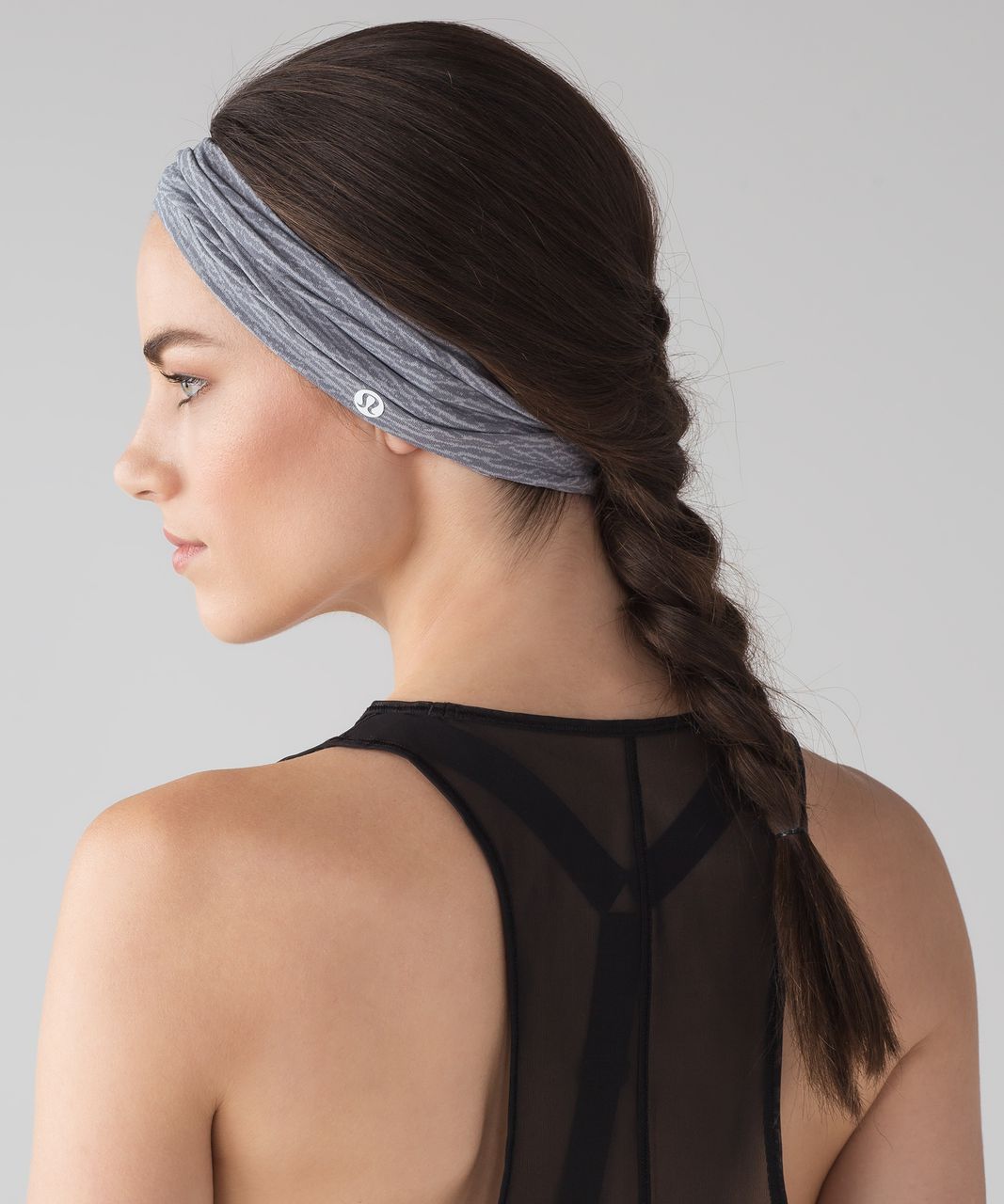 Lululemon Meshed Up Headband - Sheer Luon Pebble Jacquard V2 Arctic Grey Ice Grey / White