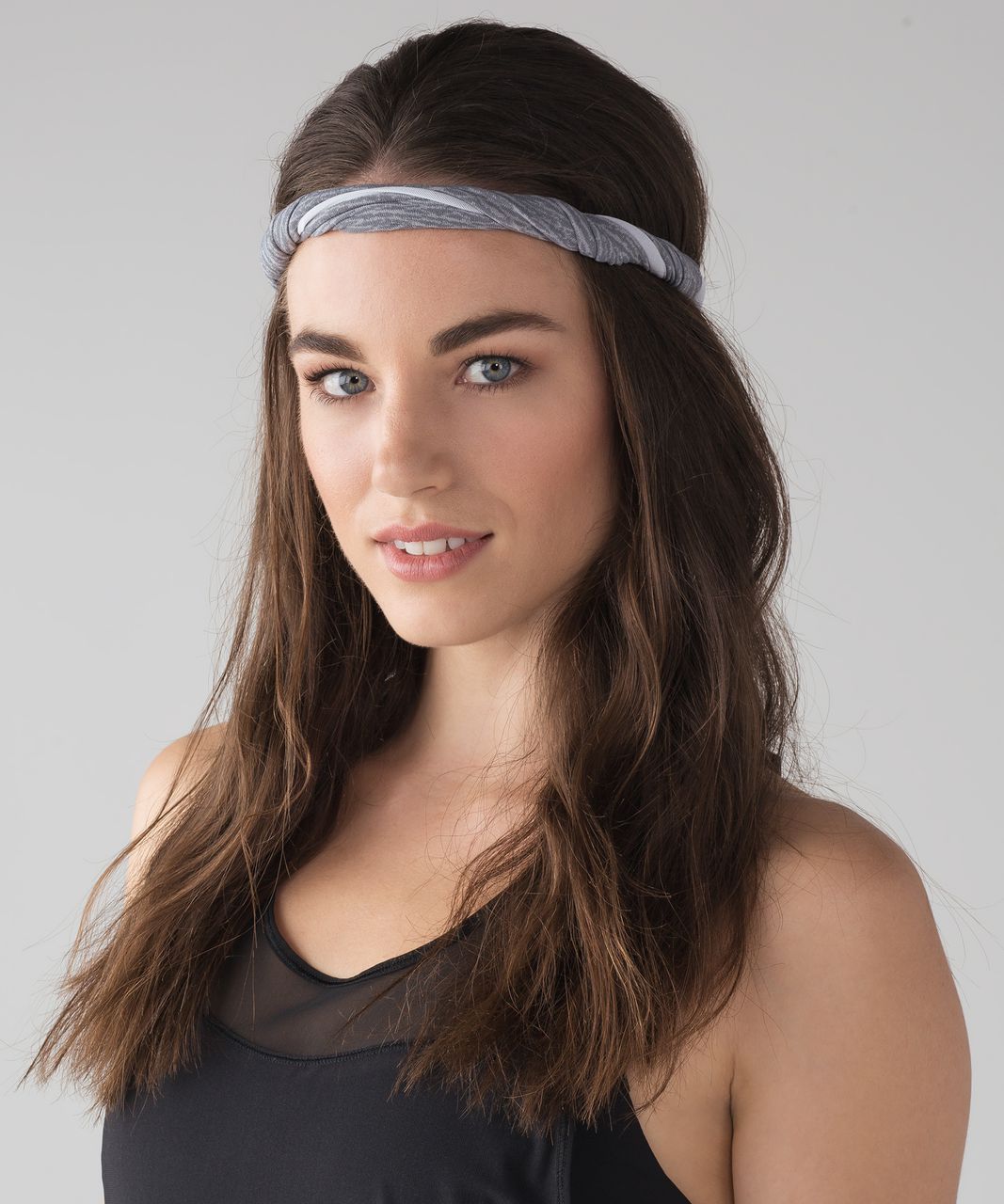 Lululemon Meshed Up Headband - Sheer Luon Pebble Jacquard V2 Arctic Grey Ice Grey / White