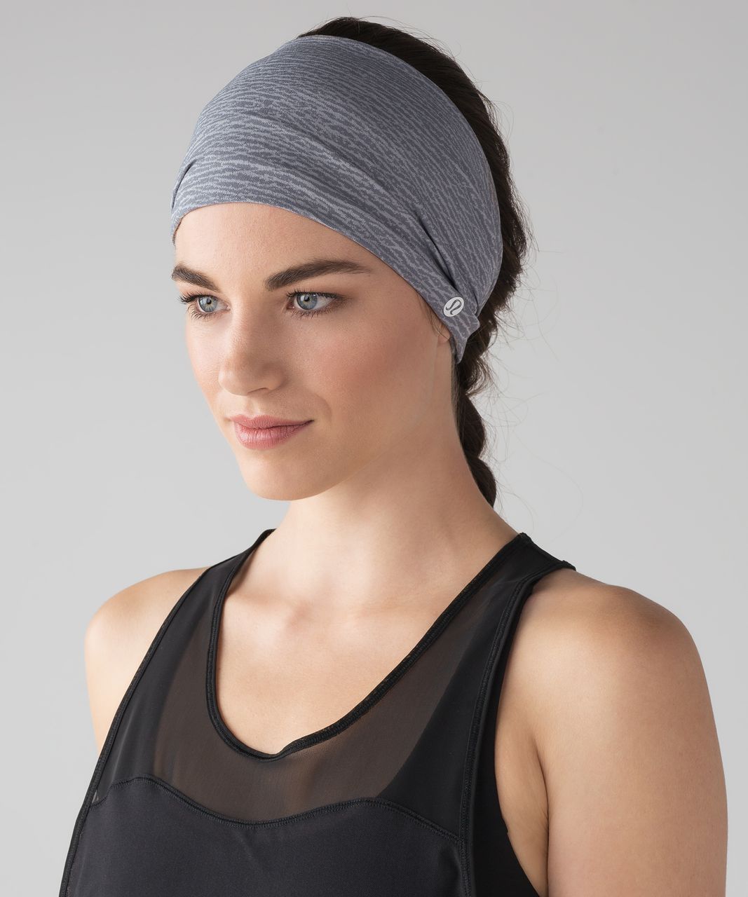 Lululemon Meshed Up Headband - Sheer Luon Pebble Jacquard V2 Arctic Grey Ice Grey / White