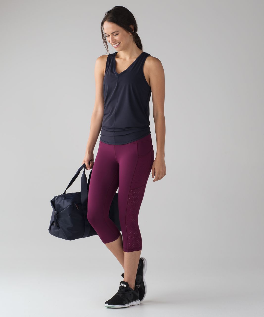 Lululemon Mind Over Miles Crop 17 Black Active Leggings Yoga Run