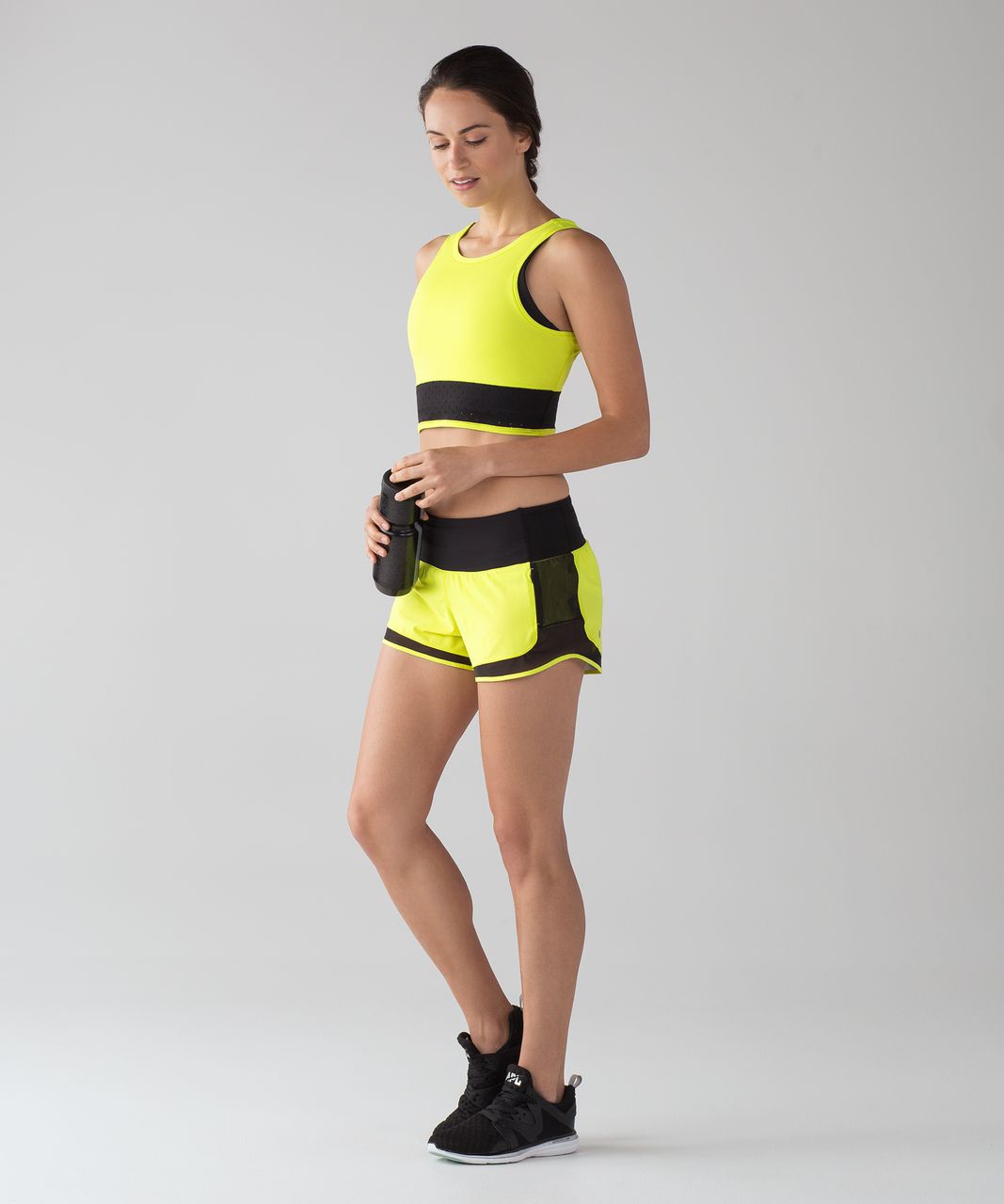 Lululemon Mind Over Miles Crop Top - Antidote / Black - lulu fanatics