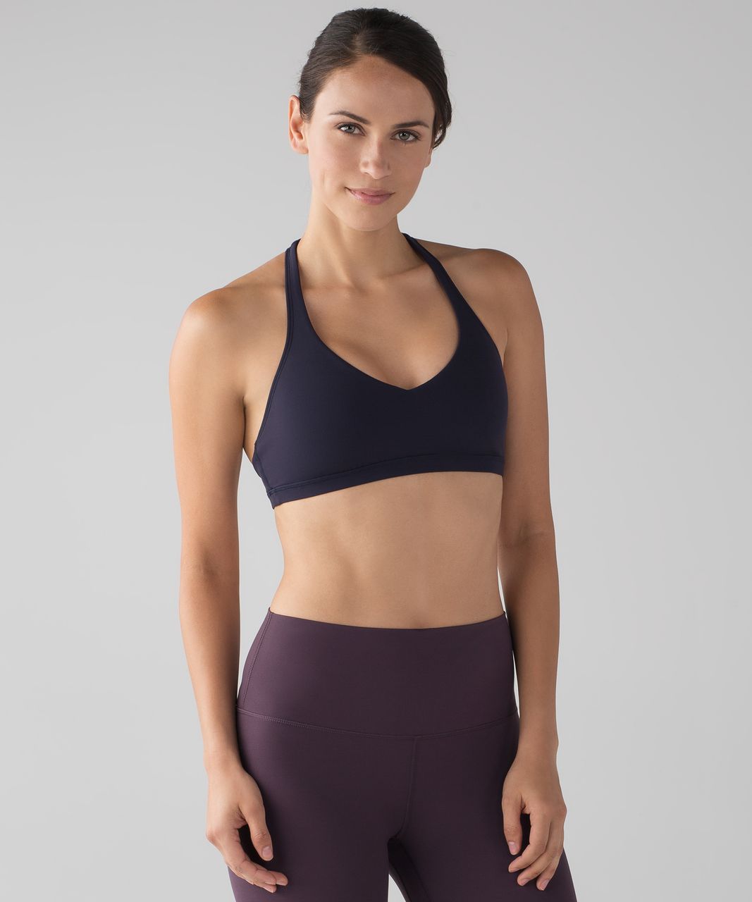 Lululemon Arise Sports Bra 8 Blue Halter A/B Cup Size 