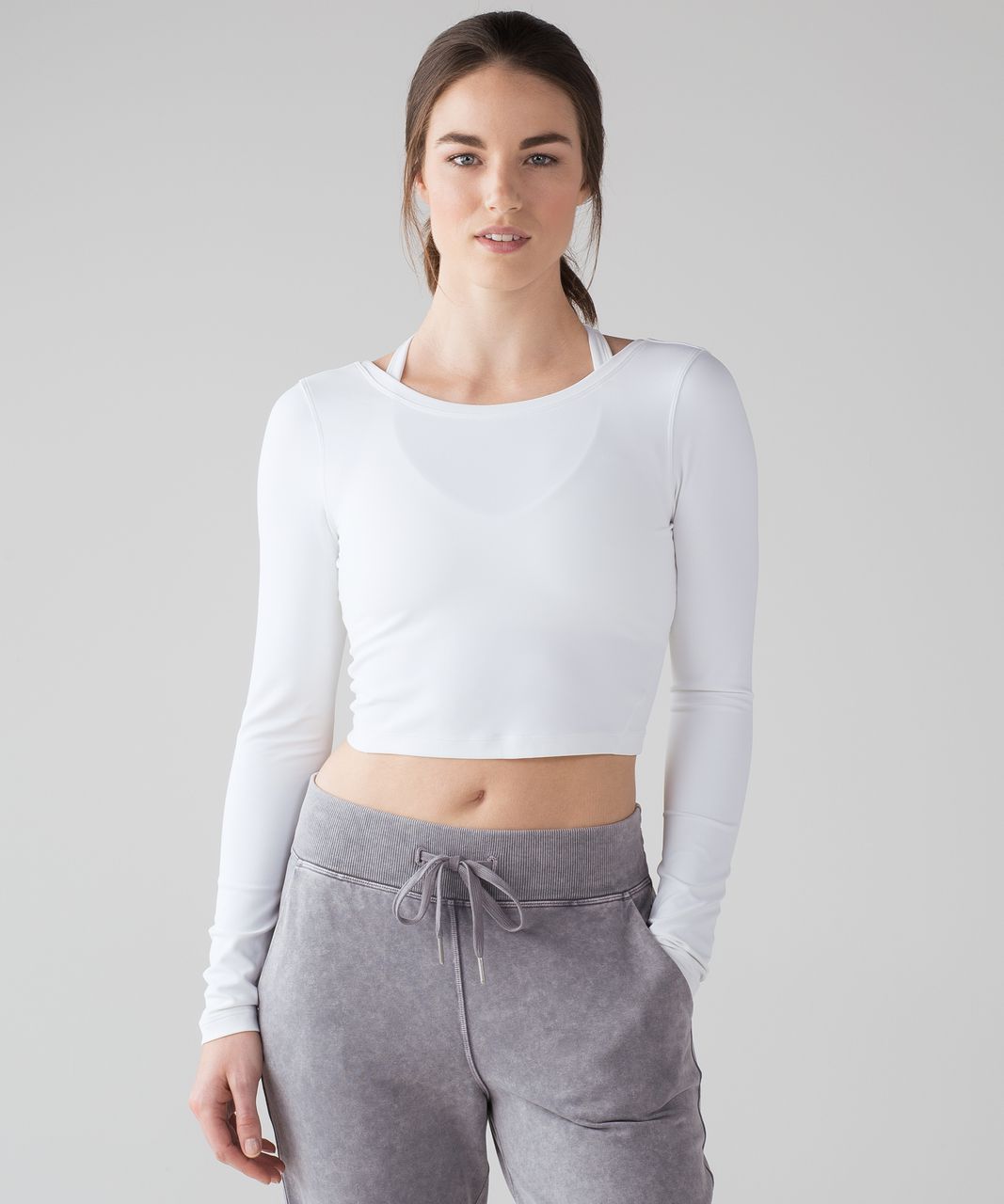 White Long Sleeve Crop