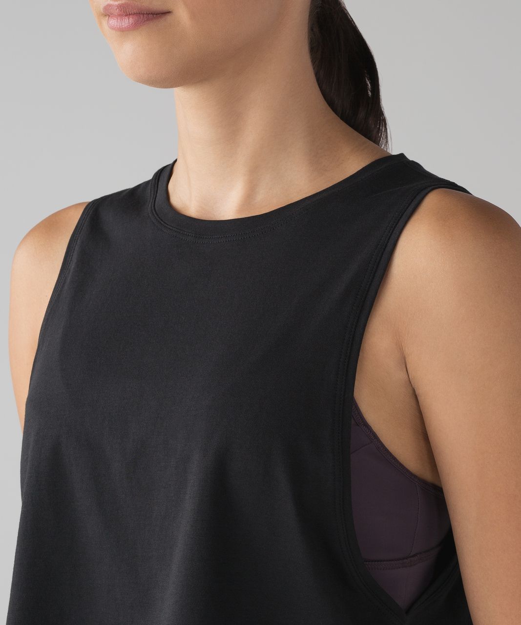 Lululemon Cut Back Crop Tank - Black (First Release) - lulu fanatics