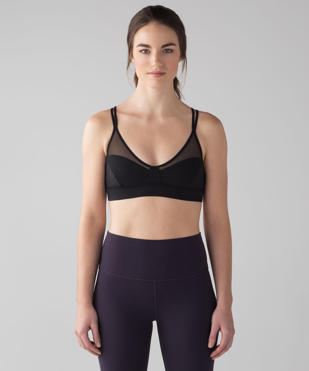 Lululemon 8 Anew Bra Black Mesh Inserts Strappy Yoga Pilates Workout Bra  RARE