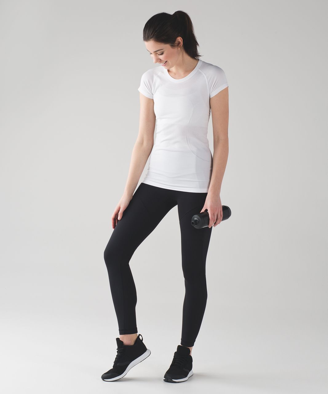 Lululemon Swiftly Tech Short Sleeve Crew - White / White / Black (Striped)  - lulu fanatics