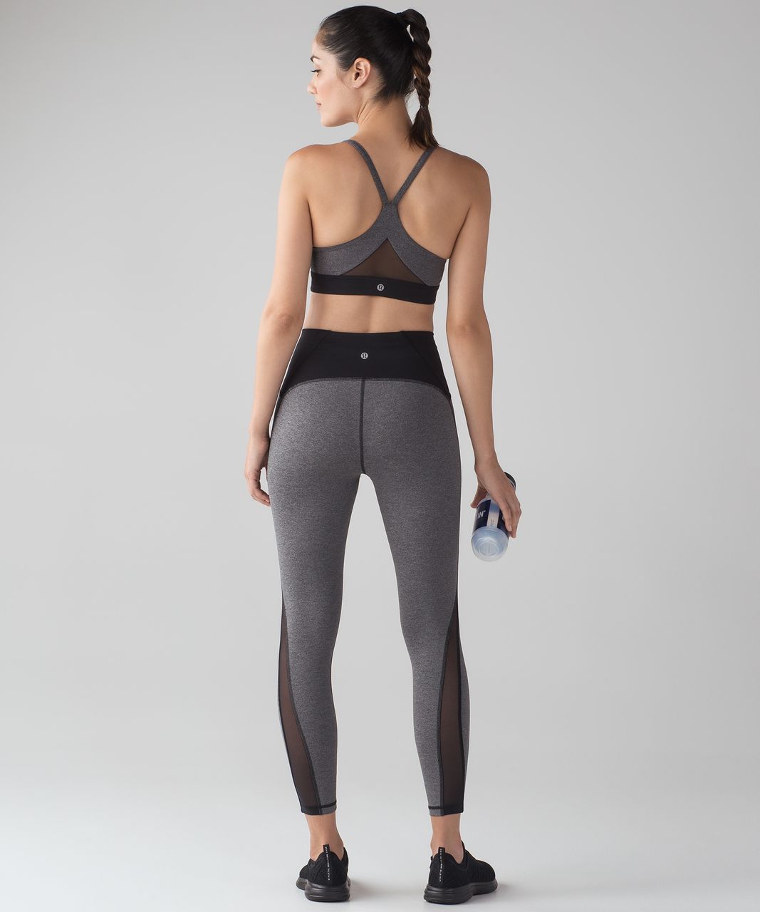 Lululemon Train Times Bra - Heathered Black / Black - lulu fanatics