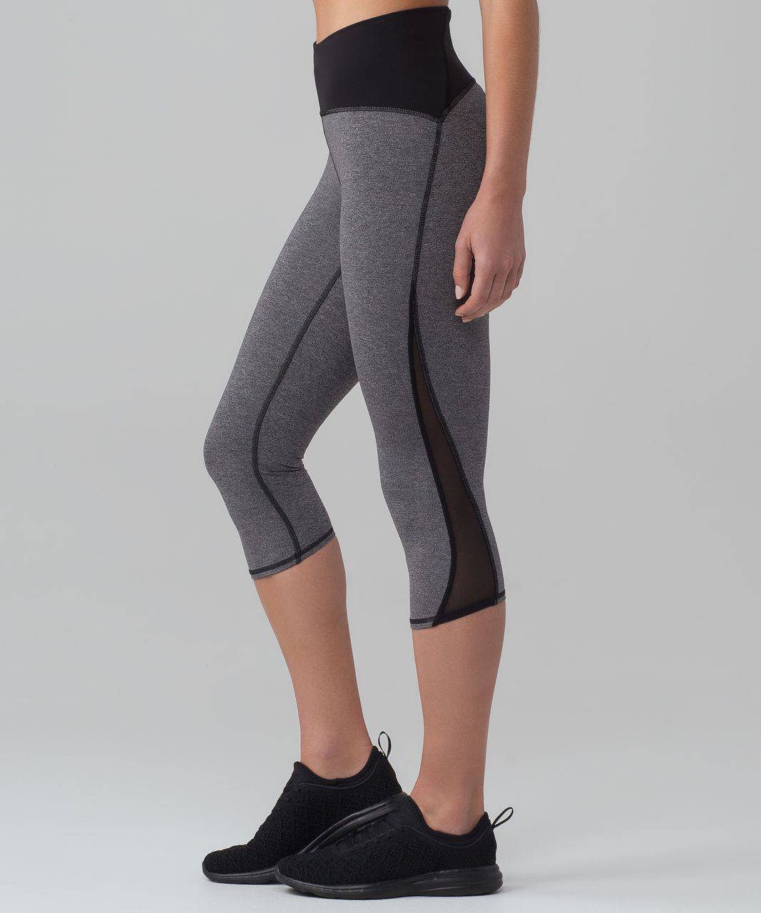 Lululemon Train Times Crop (17) - Heathered Black / Black - lulu fanatics