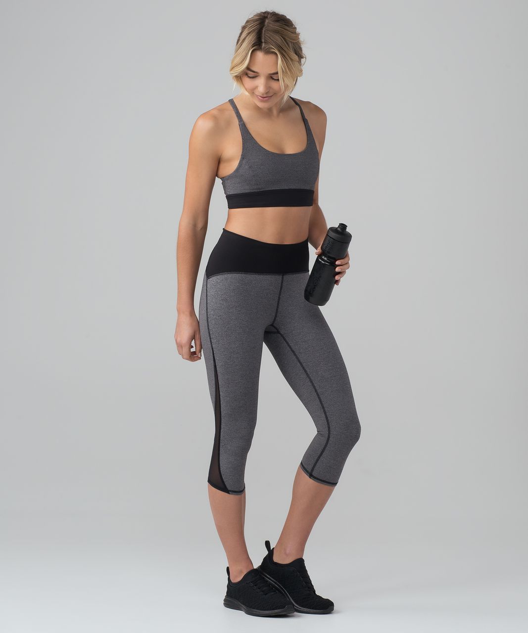 NWOT Lululemon Train Times Crop (17) Heathered Black / Black