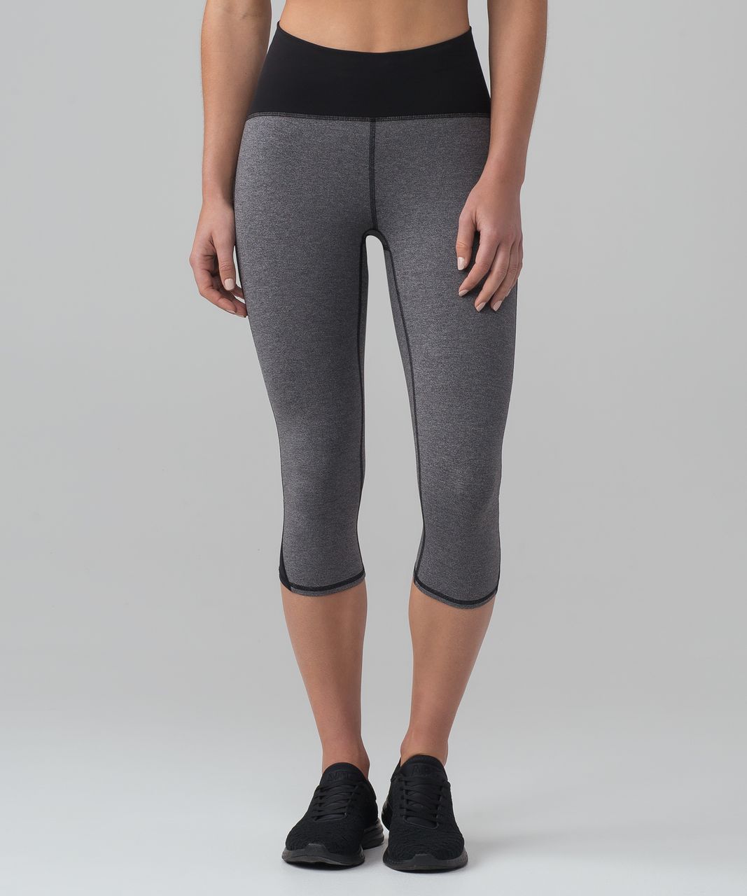 Lululemon Train Times Crop (17) - Heathered Black / Black - lulu fanatics