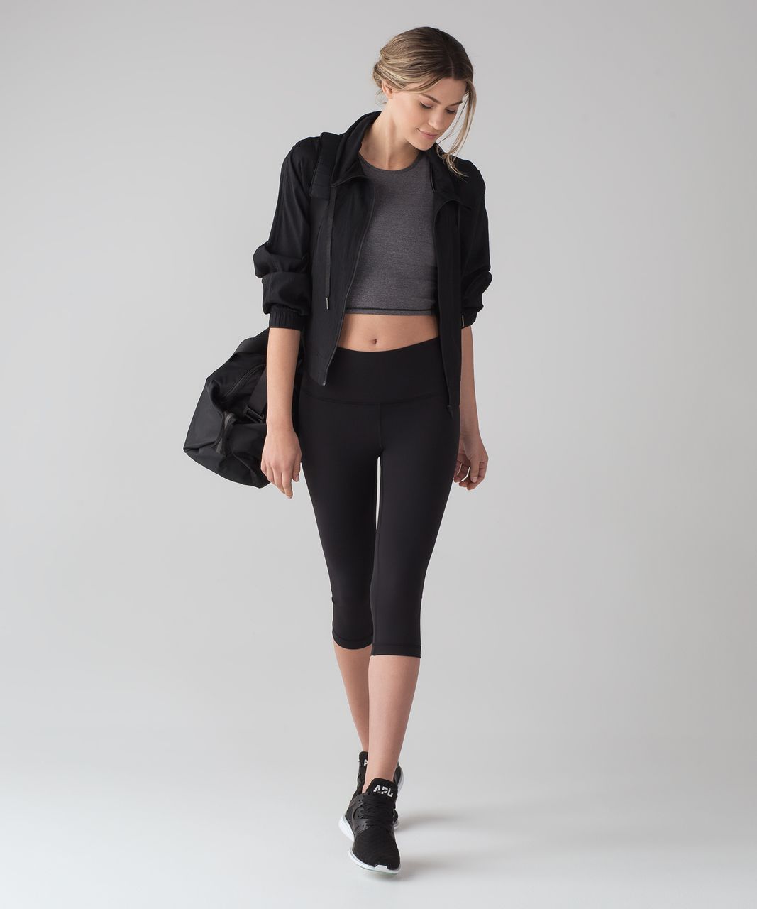 Lululemon Keep It Cropped Tank - Heathered Black - lulu fanatics