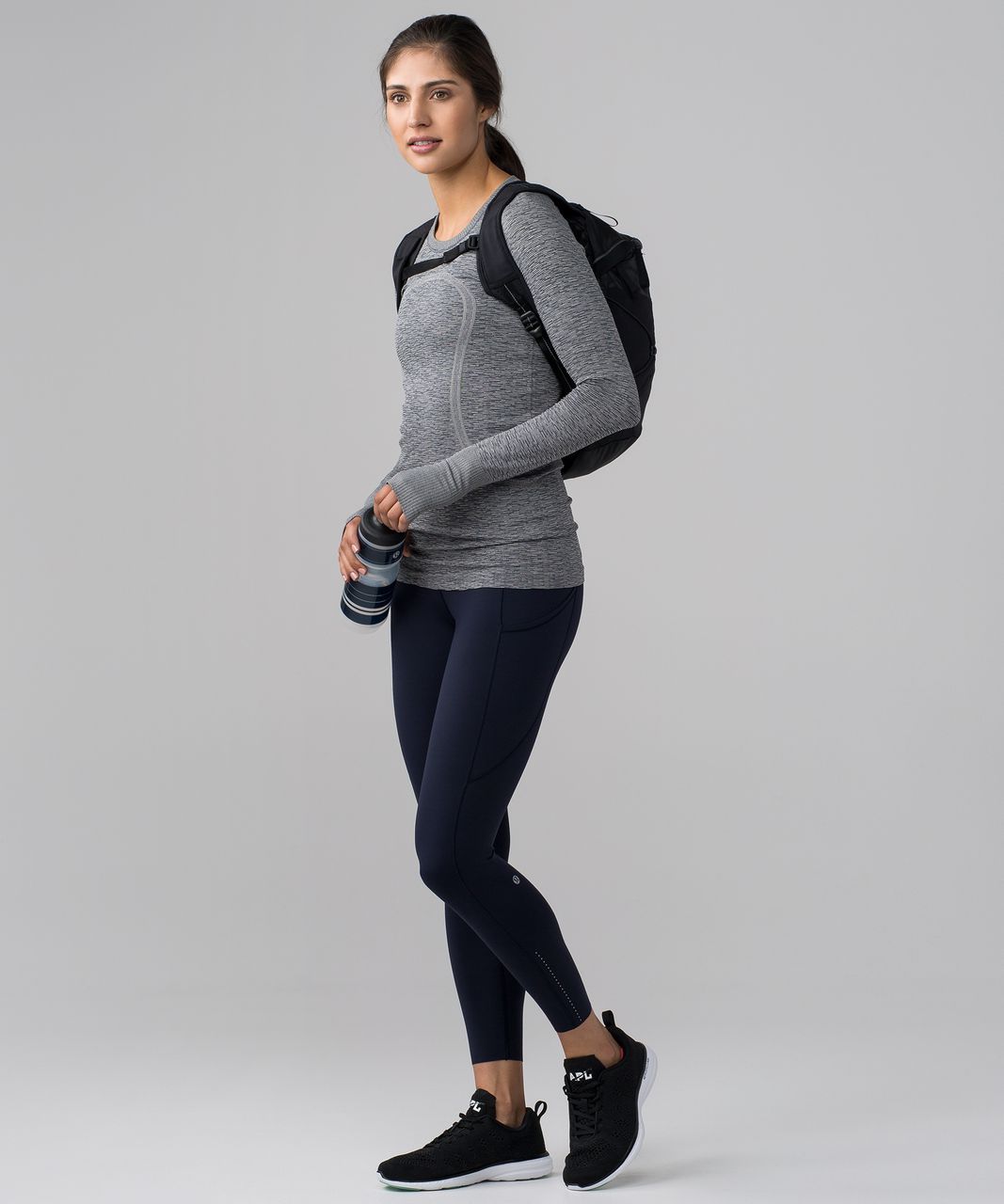 Lululemon Swiftly Tech Long Sleeve Crew - Black / White (First Release)