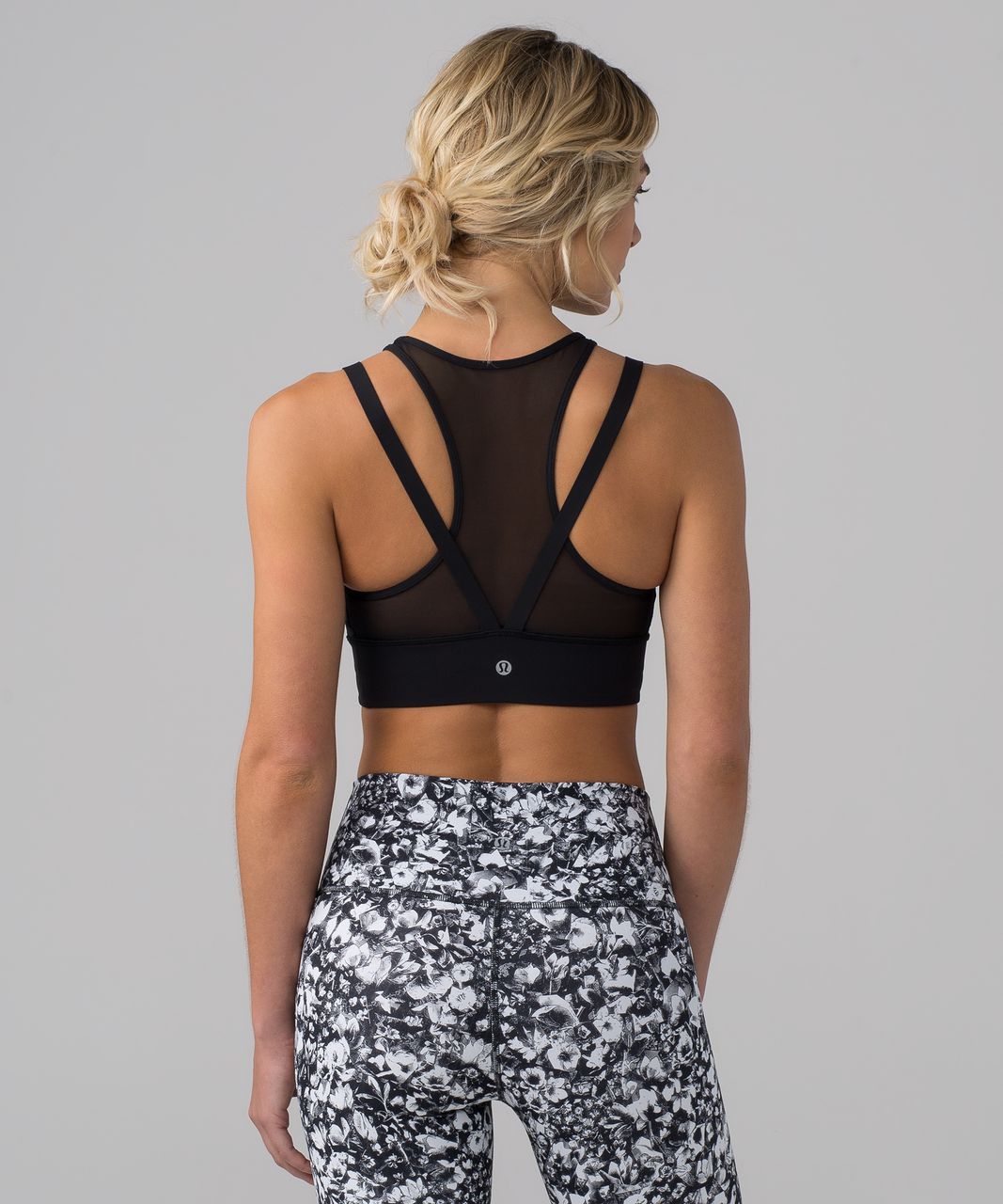 LULULEMON Racerback Sports Bra with Mesh Panel Microfiber Black