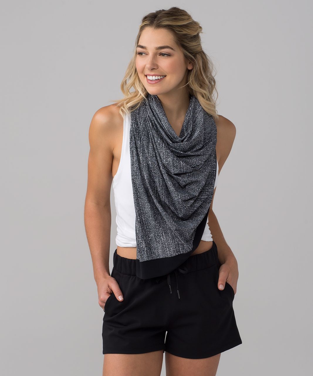 Lululemon Made to Shade Scarf - Salt Alpine White Black / Black