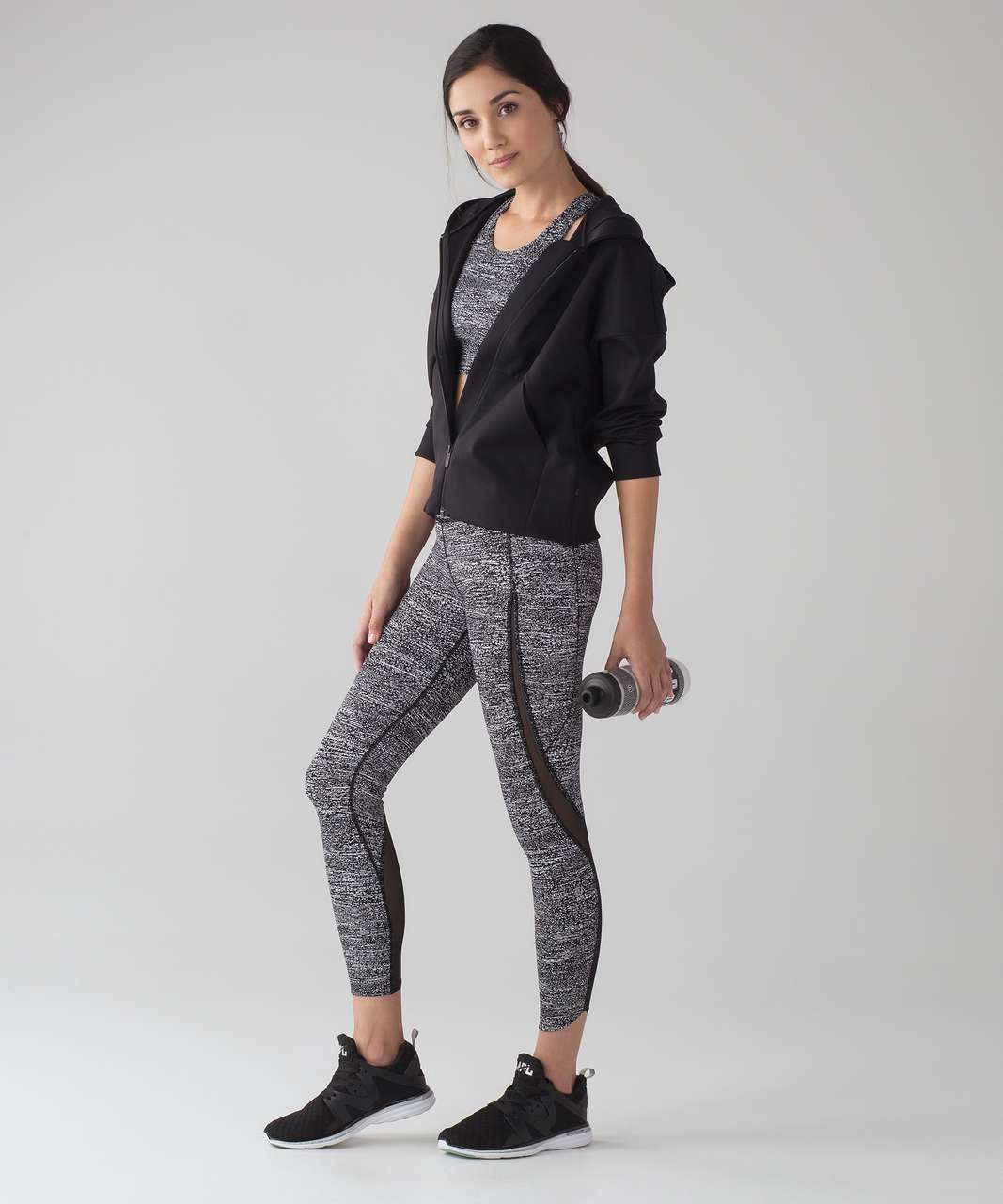 Lululemon Pace Perfect 7/8 Tight (25) - Air Time White Black / Black - lulu  fanatics