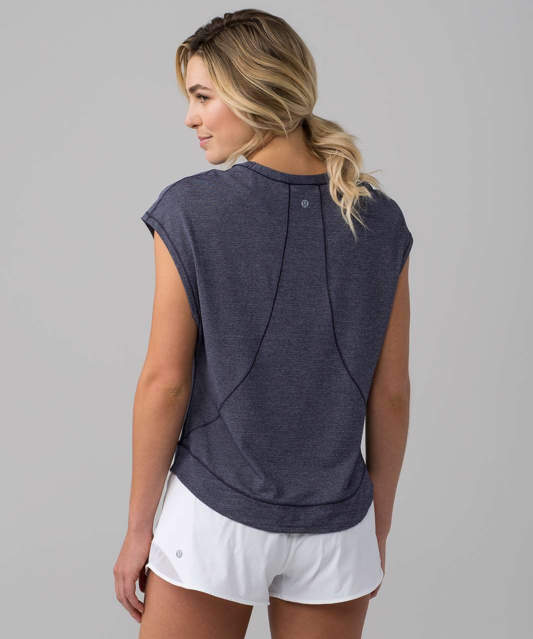 Lululemon Pace Perfect Short Sleeve - Heathered Midnight Navy / Midnight  Navy - lulu fanatics