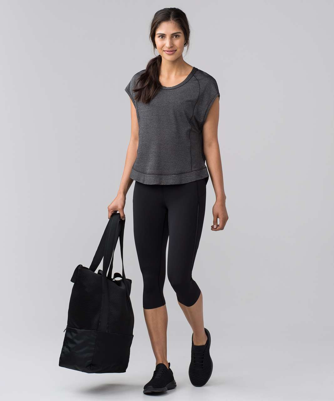 Lululemon Pace Perfect Short Sleeve - Heathered Black / Black