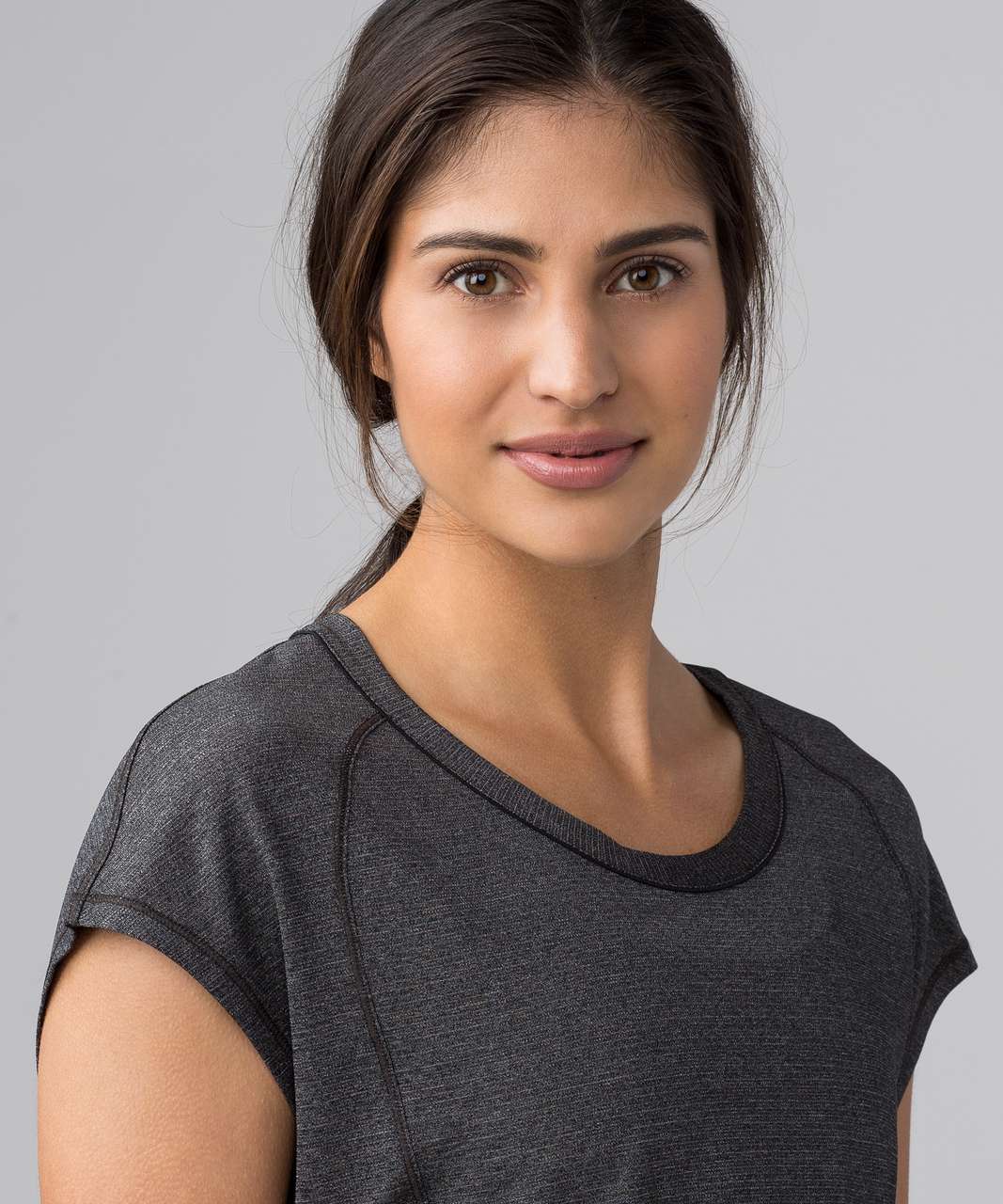 Lululemon Pace Perfect Short Sleeve - Heathered Black / Black