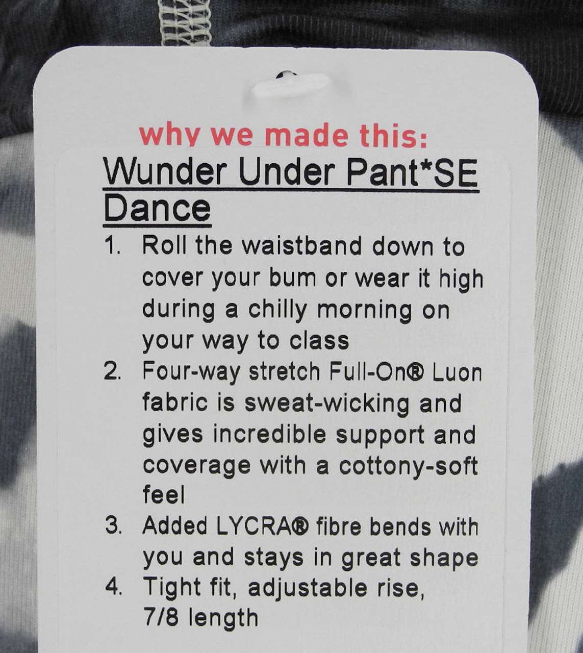 Lululemon Wunder Under Pant*SE Dance - Pretty Plume Angel Wing Black - lulu  fanatics