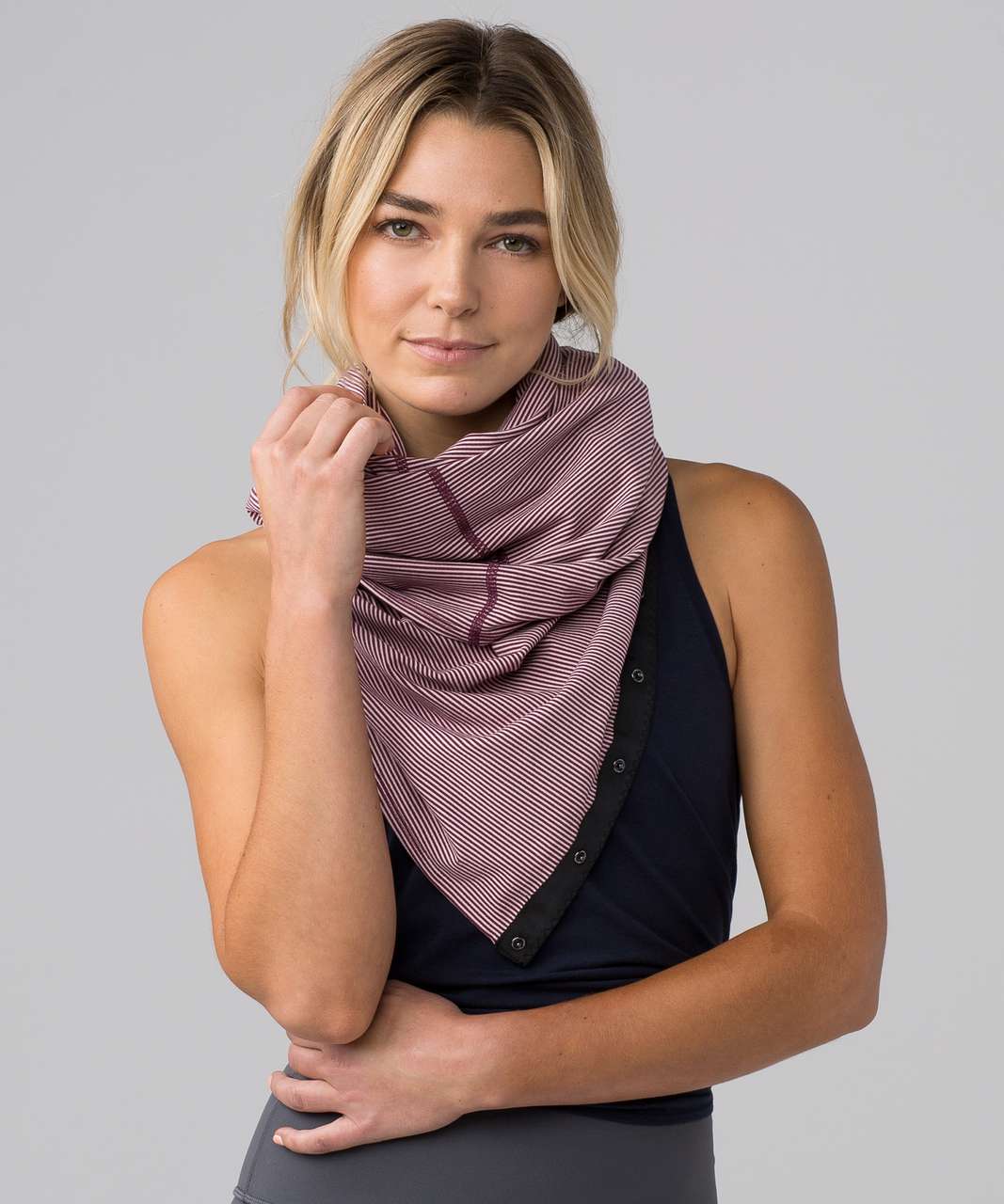 Lululemon Vinyasa Scarf (Rulu) - Tonka Stripe Red Grape Minty Pink