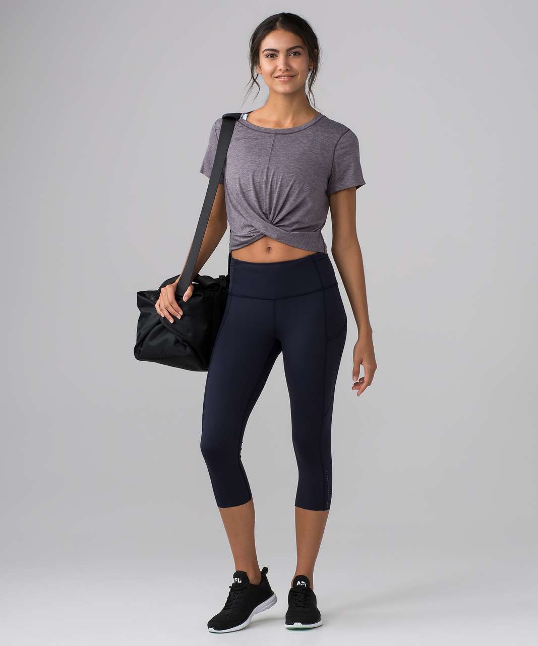 Lululemon Intended Crop Tee - Heathered Black Currant