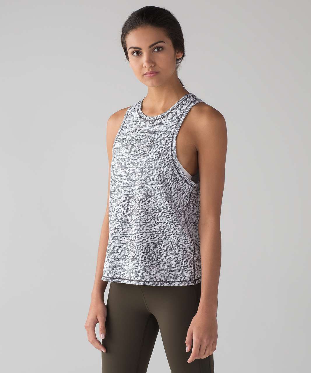 Lululemon Squad Goals Tank - Sheer Luon Pebble Jacquard White Black