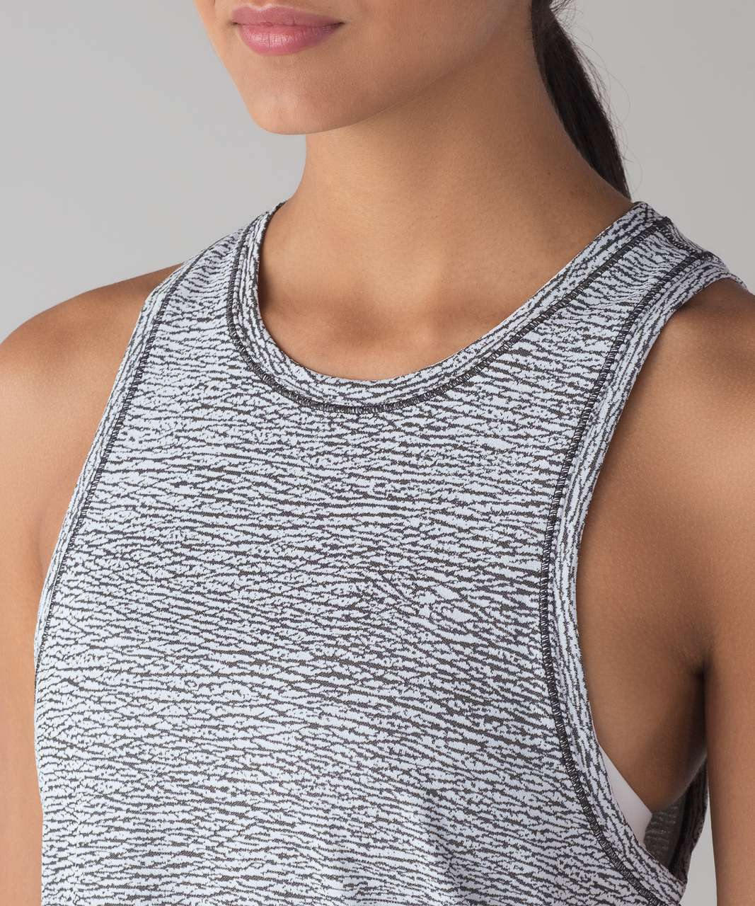 Lululemon Squad Goals Tank - Sheer Luon Pebble Jacquard White Black