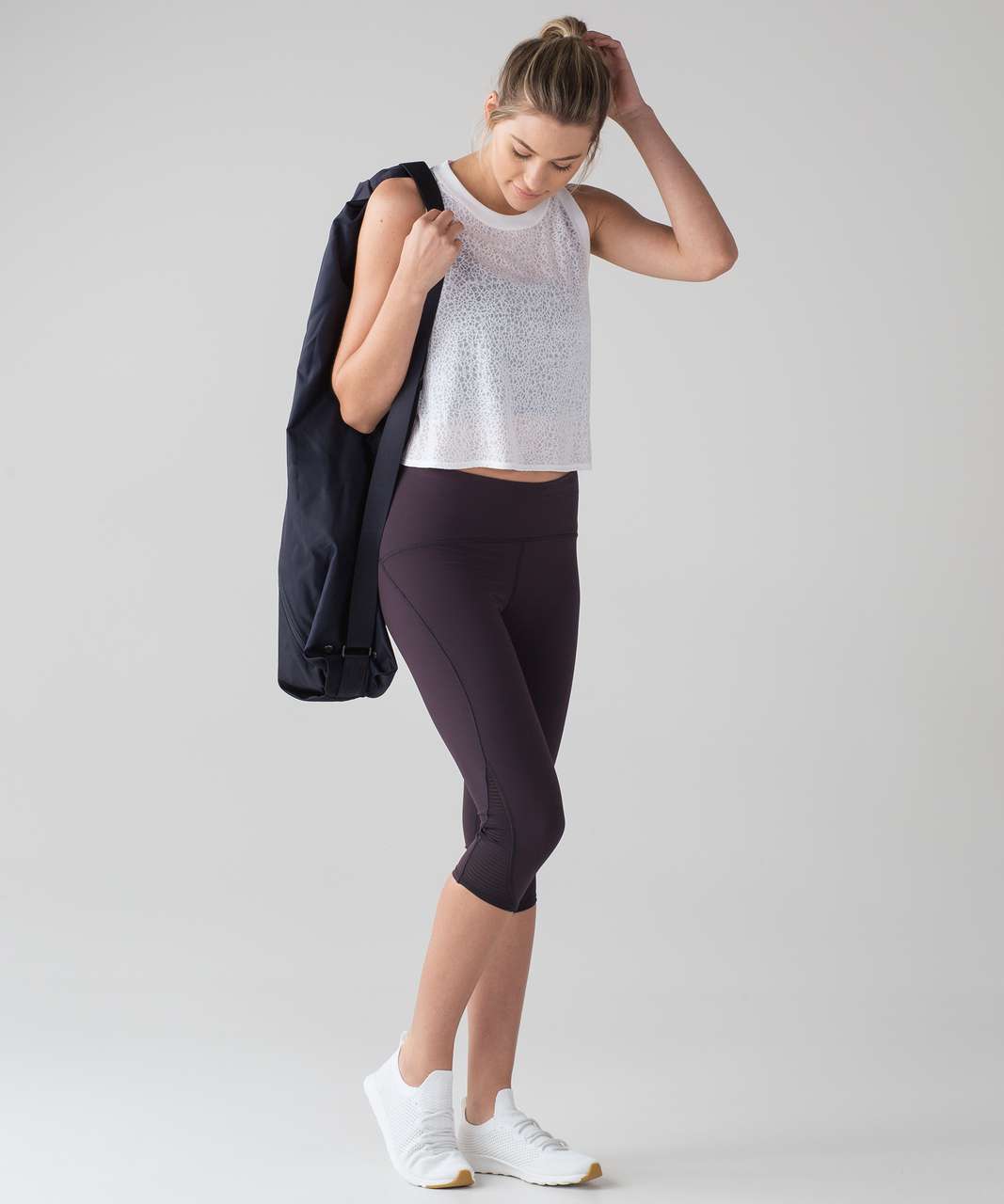 Lululemon Hint of Sheer Cropped Tank - White - lulu fanatics