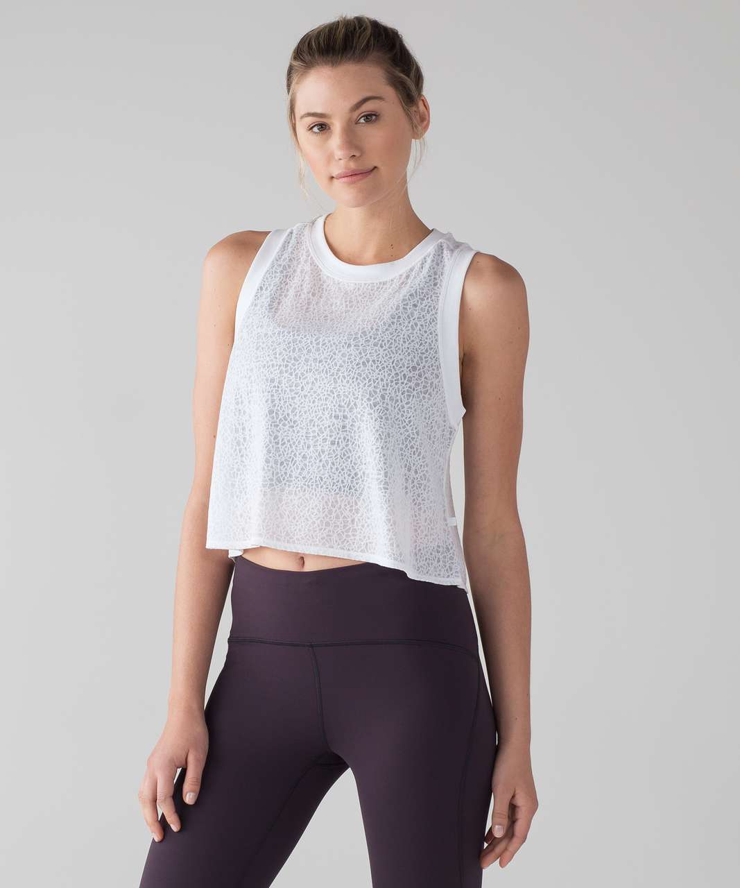 Lululemon Hint of Sheer Cropped Tank - Black - lulu fanatics