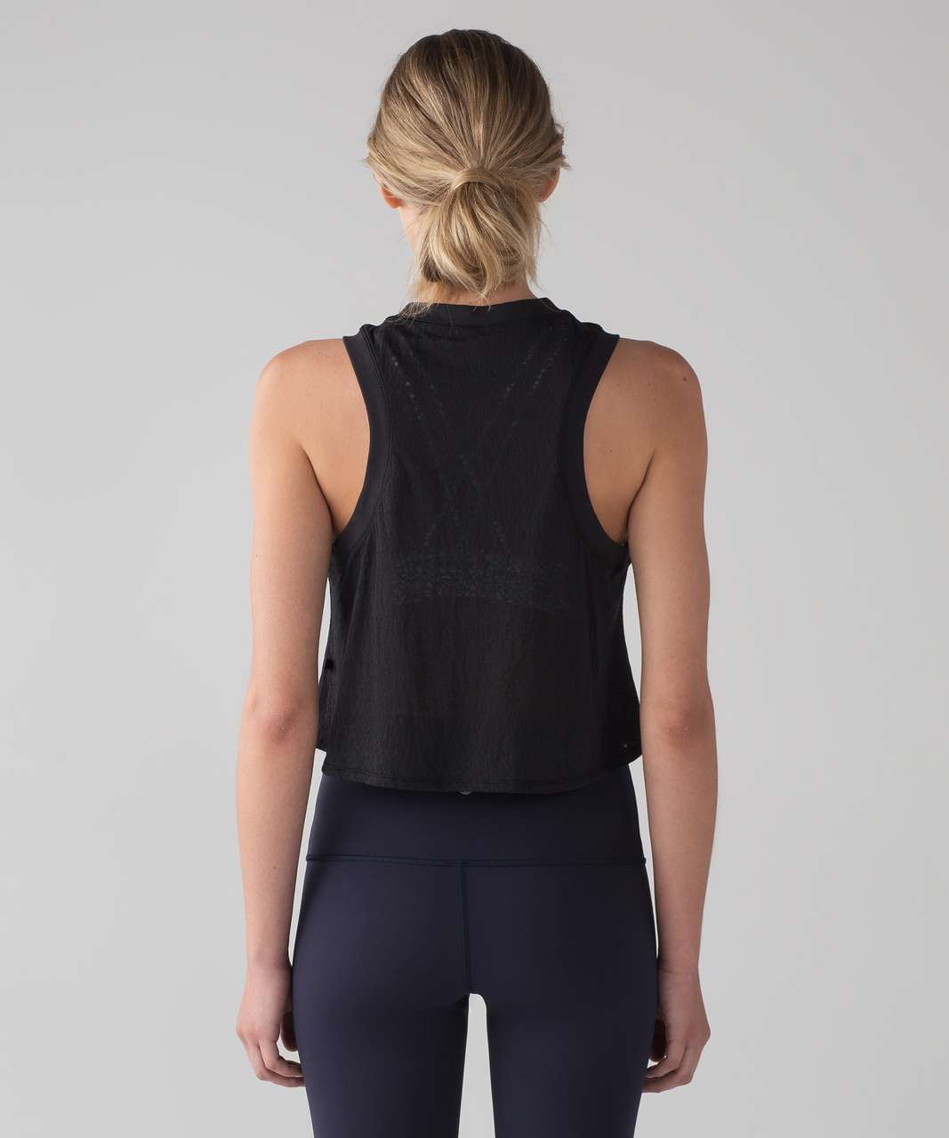 Lululemon Hint of Sheer Cropped Tank - Black - lulu fanatics