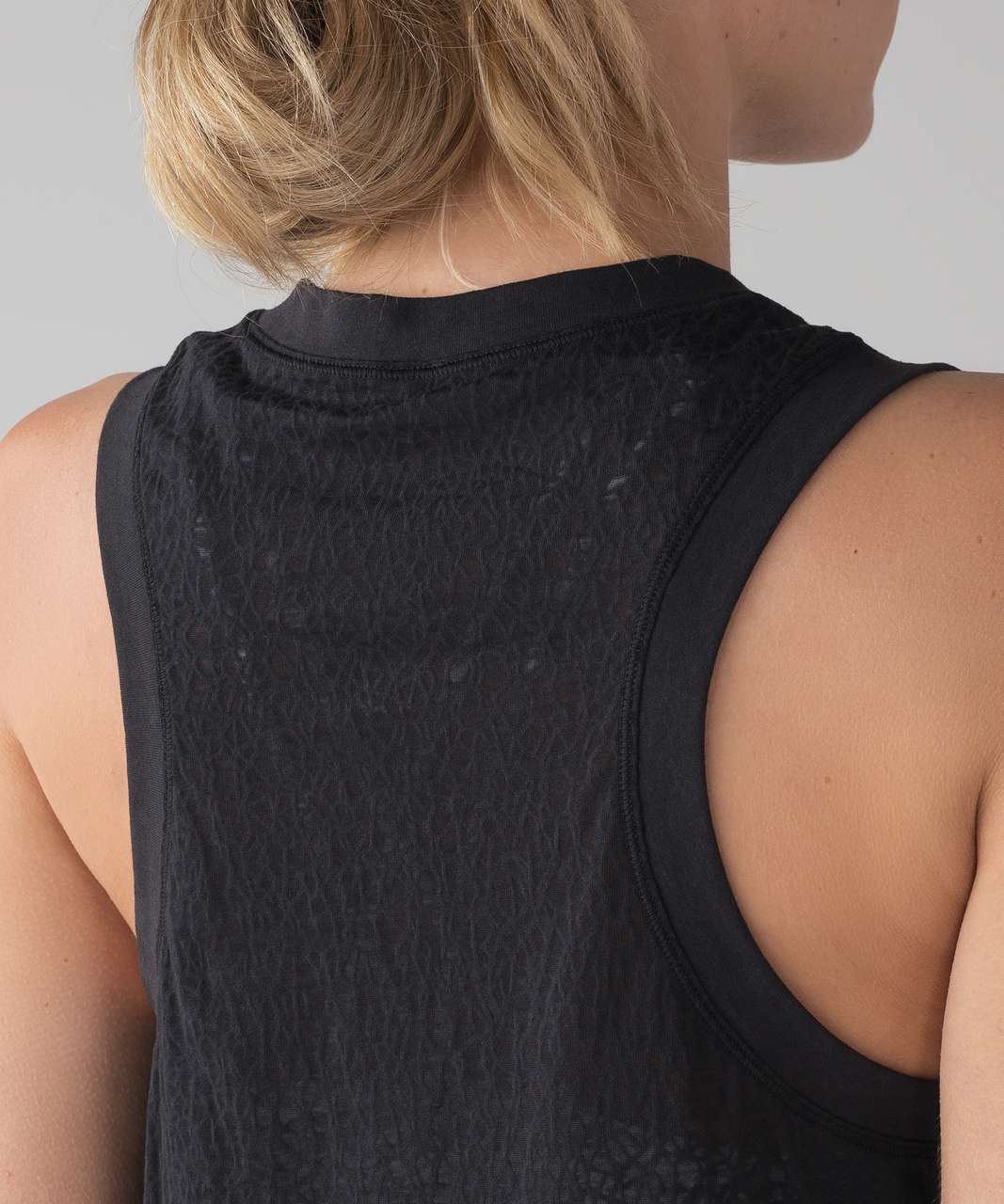 Lululemon Hint of Sheer Cropped Tank - Black - lulu fanatics