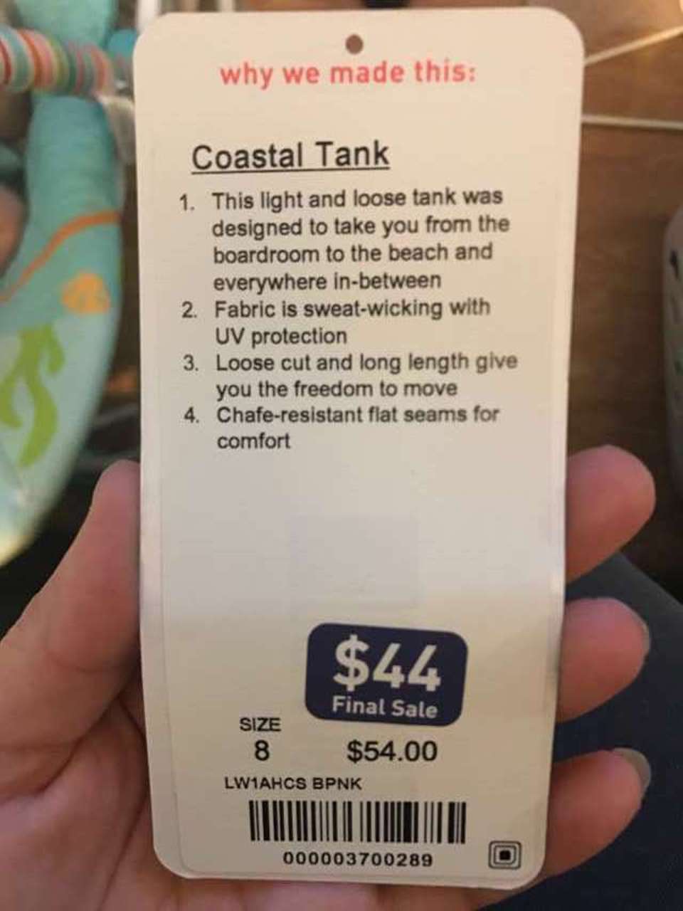 Lululemon Coastal Tank - Barely Pink