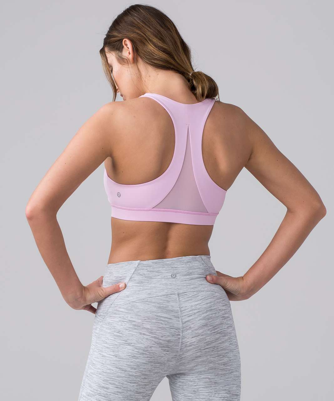 Women's Lululemon Invigorate Pink White Black Medium B/C Cup Sports Bra Top  Sz 4