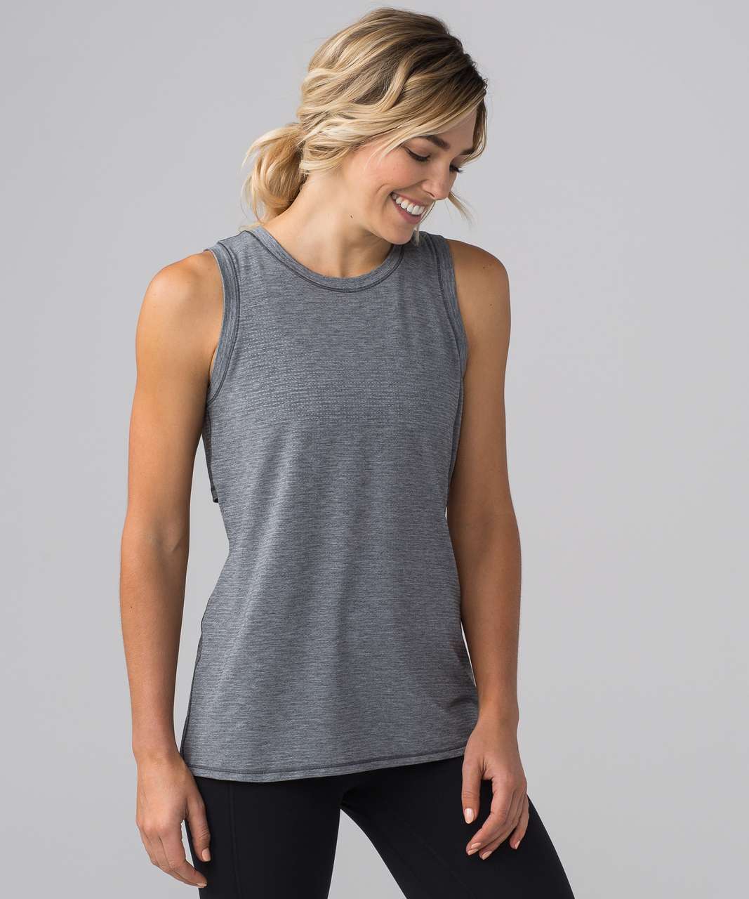 Lululemon Push Your Limits Tank - Heathered Ultra Violet / Black - lulu  fanatics