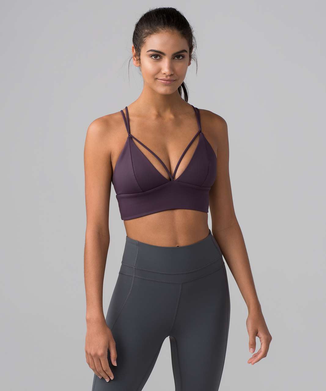 NWT Lululemon Pushing Limits Bra strappy sports bra size 12 black currant