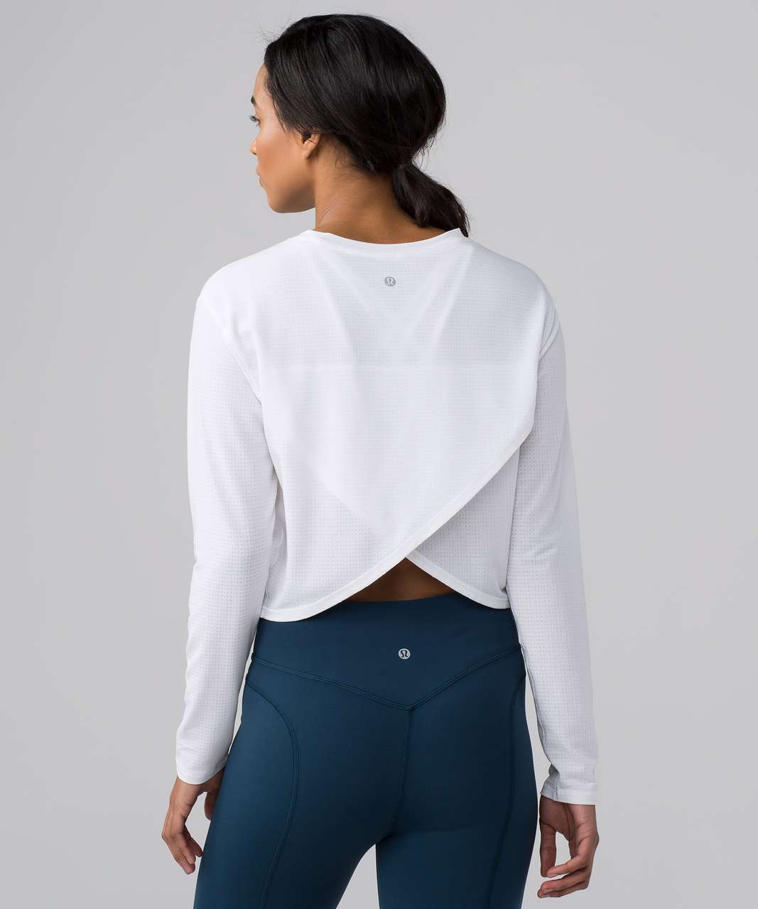 Lululemon Pushing Limits Long Sleeve - Heathered White - lulu fanatics