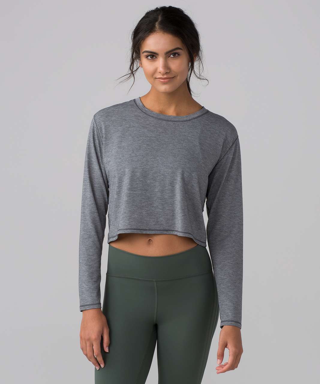 Lululemon Swiftly Tech Long Sleeve Crew - Heathered Black - lulu fanatics